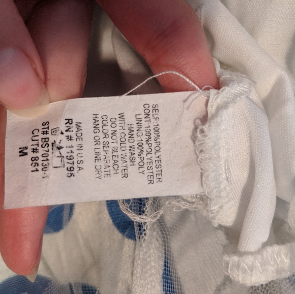 Polka Dot Blue & White Mini Skirt w/ Tulle Lining - Picture 3 of 5